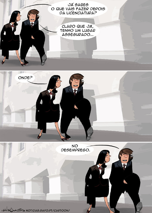 Cartoons - Licenciatura é sinónimo de desemprego garantido