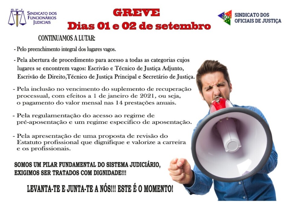 A involução com um dia nacional de greve geral a 01SET