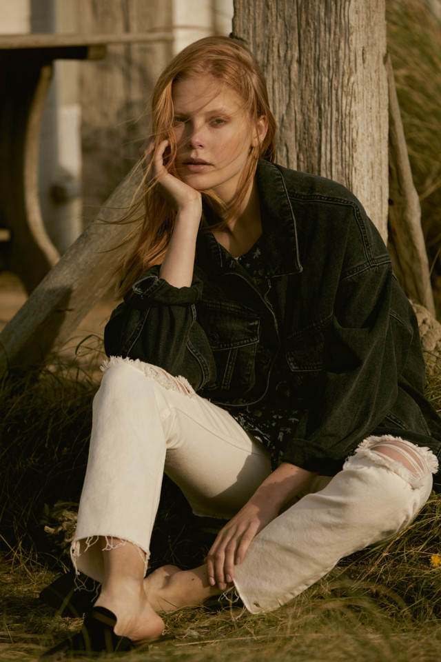 Denim jacket E19, Dress E16, Jeans E19, Shoes E14.