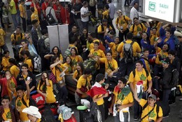 JMJ - Peregrinos lotam sagu&atilde;o do Aerorporto Inter